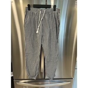 LOVE by GAP Women's Jogger Pants Medium Gray White Striped Drawstring